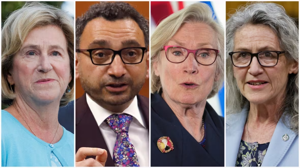 Four federal cabinet members (from left to right) - Helena Jaczek, Omar Alghabra, Carolyn Bennett, and Joyce Murray: Image from CBC News